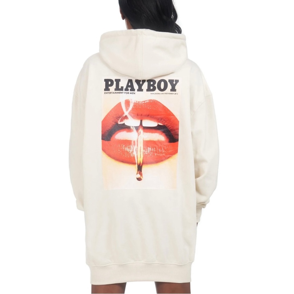 Playboy X Missguided sweatshirt dress | light sand